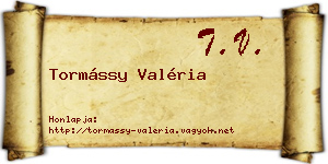 Tormássy Valéria névjegykártya